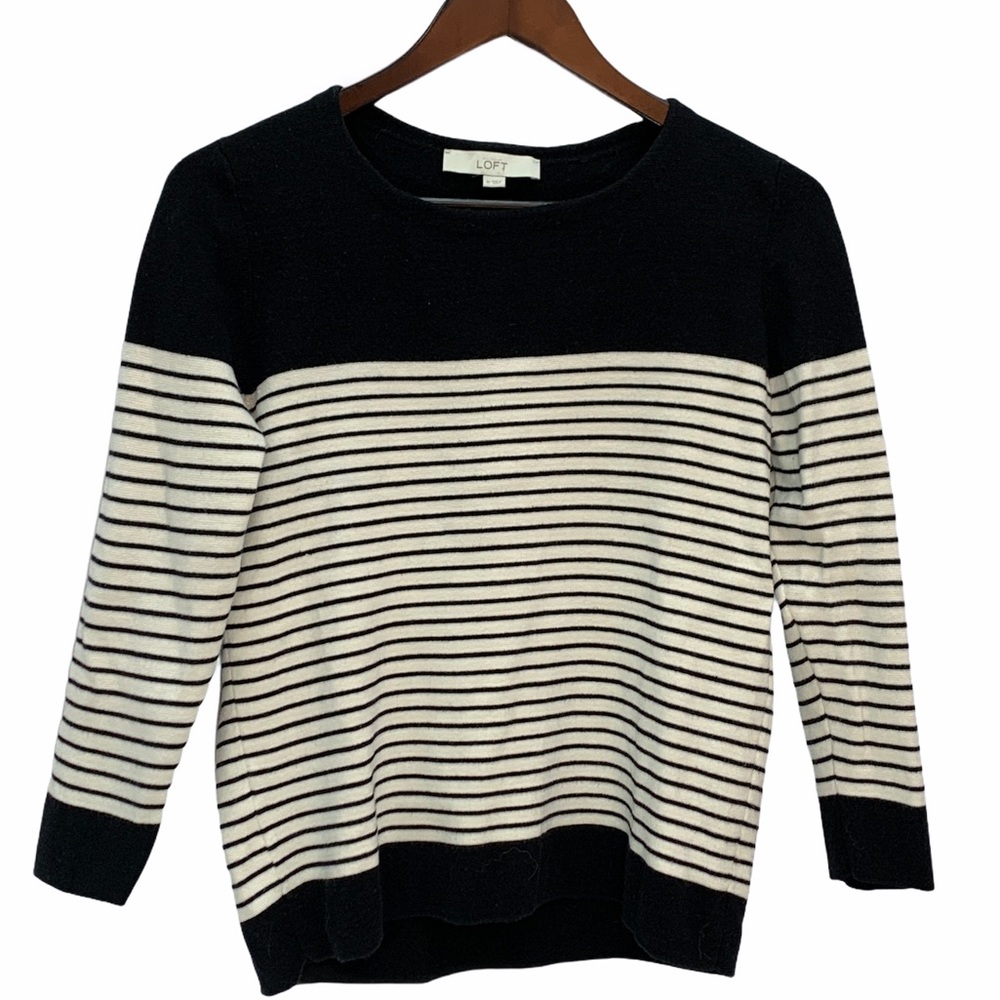Ann Taylor LOFT Cotton/Silk Blend Striped🌸Sweater